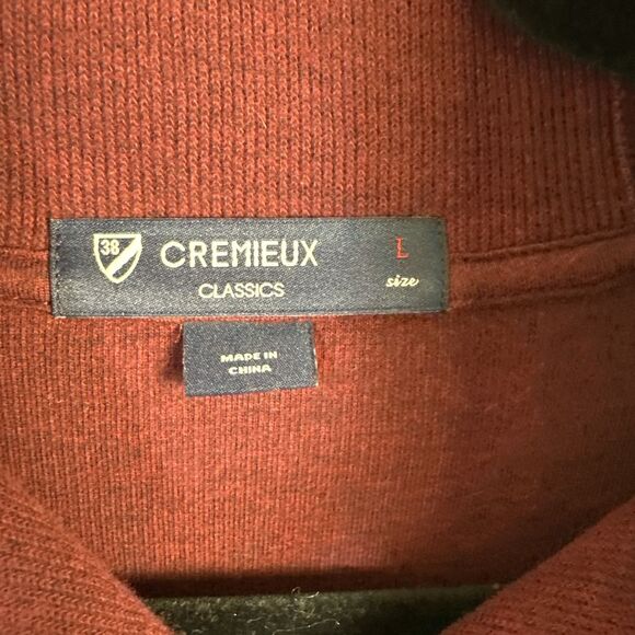 Cremieux Classics Maroon Sweater Shawl Collar Pullover Elbow Patch Brown Size L - Picture 4 of 12